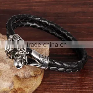 Men's Leather Bracelets 316L Stainless Steel Jewelry Genuine Leather Bracelet thumbnail-3