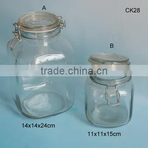 Wholesale Clear Square Clip Glass Jar With Glass Lid thumbnail-1