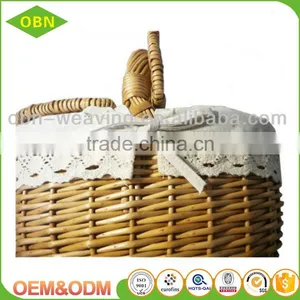 Custom Cheap Hand Woven Wicker Empty Picnic Basket Wholesale thumbnail-5