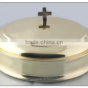 Stacking Communion Tray and Bread Plate Set-Brass Plated thumbnail-1