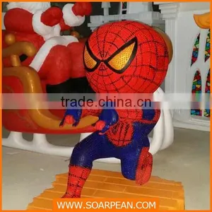 Cute Cartoon Characters Fiberglass Spider-man Statue thumbnail-1