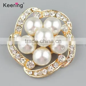 Keering-style Hotsale Flower Rhinestone Pearl Button Pins for Garments WBK-1476 thumbnail-1