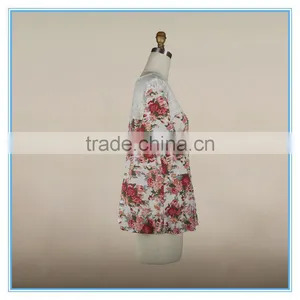 Wholesale Ladies Floral Picture Printed Design Lace Blouse With Embroidery thumbnail-3