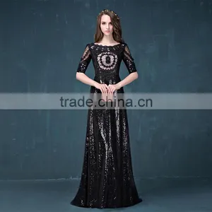 MGOO Wholesale Cheap Price Elegant Chiffon Evening Dresses Long Black Beaded Wedding Party Vestidos 2064 thumbnail-2