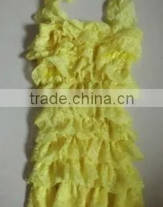 Hot Sale Yellow Baby Romper Ruffles Petti Rompers for Toddler Cheap Baby Lace Ruffles Rompers thumbnail-1