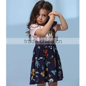 Wholesale Cotton Childrenswear Normal Girl Printing Dress Short Sleeve thumbnail-1