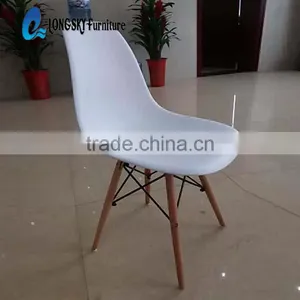 LS-4001 White Molded Eiffel Plastic Dining Chair With Wood Legs thumbnail-4
