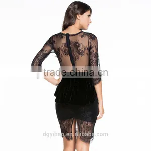 2016 OEM Customized Black One Piece Fashion Office Lady Women Dress Womens Wear thumbnail-4
