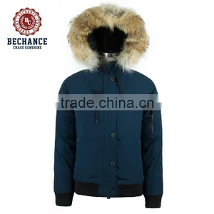 W2003 Supply Type OEM Wholesale 2017 New Style Real Coyote Fur Hood Lady Luxury Down Jacket thumbnail-1