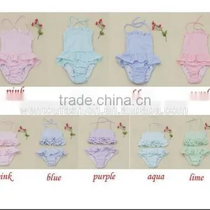 Novelty Promotional Monogrammed Striped Bathing Suit Seersucker Swimsuit thumbnail-4