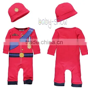 Fashion Baby Boy Autumn And Winter Red Painted Romper With Hat Cotton Kids Clothi 3 Pcs/Lot RR40218-2 thumbnail-1