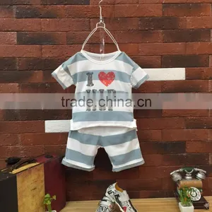 Wholesale Summer Cotton Printing Boys Kids t Shirt With Pants Set thumbnail-1