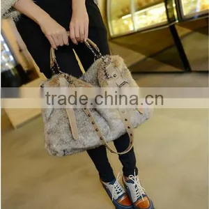 Fashion Simple Casual Style Solid Fur Chain Women Handbags thumbnail-3