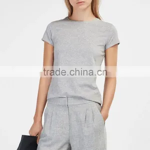 OEM Facotory China Wholesale Casual Customized Crew Neck Short Sleeve 95 Cotton /5 Elastane Blank T-shirt Women thumbnail-3