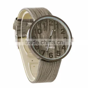 2017 New Model Fashion Taupe Gray Leather Wooden Mens Wrist Watches thumbnail-1