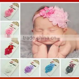 New Design 2015 Hair Crown Children Fabric Lily Flowers Baby Headband/Korean Design Baby Headband/Fancy Newborn Baby Headbands thumbnail-1