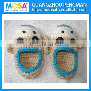 Crochet Baby Boy Booties Sock Monkey Blue Beige Shoes ,Newborn Baby Slippers thumbnail-1