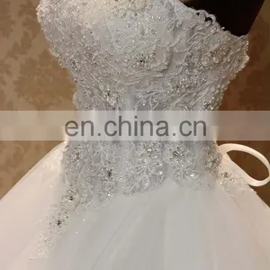 Luxury Applique Beaded Ball Gown Wedding Dresses 2017 Sweetheart Lace-up Back Casamento Wedding Gown thumbnail-3