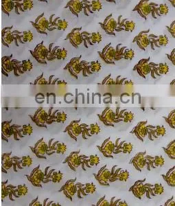 Indian Pure Cotton Fabric Handmade Block Printed Floral Textile Natural Fabric / Fabric / 100% Cotton Fabric thumbnail-2