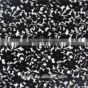 Flower Design 100% Black Silk Velvet Fabric Burnout Silk Velvet Fabric thumbnail-1