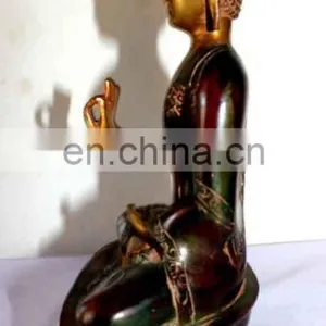 Tibetan Brass Shakyamuni Medicine Buddha Statue Buddhism Showpiece Sating Buddha Statue Blessing Buddhism Art Ethnic Decorative thumbnail-5