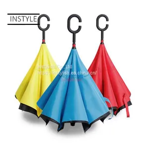 Double Layer Canopy Inside Out Reversible Umbrella, Upside Down Umbrella, Reverse Inverted Umbrella thumbnail-2
