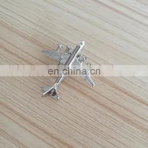 Custom 3D Airplane Design Silver Plated Metal Lapel Pin With Butterfly Clutch thumbnail-1