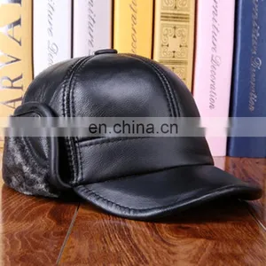 Unisex Cowhide Genuine Leather Earflaps Earmuff Bomber Baseball Hat Trapper Cap thumbnail-2