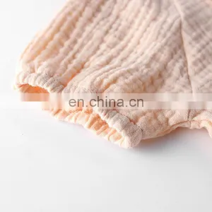Newborn Baby Jumpsuit Rompers Short Sleeve Linen Plain Baby Rompers thumbnail-4