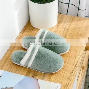 Women's Fuzzy Fluffy Furry Fur House Memory Foam Sandals Stripe Slipper thumbnail-2