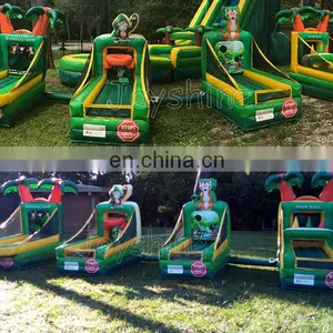 Inflatable Tropical Luau Carnival Games Kids Play Station Basketball Tee-ball Shooting Tossing Game Set thumbnail-2
