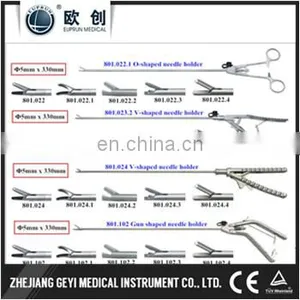 Reusable Laparoscopic Needle Holder Left Curved Right Curved Tip V Style Handle thumbnail-4