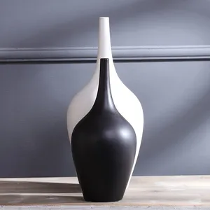 Minimalism Black And White Modern Simple Matte Ceramic Vase Decor For TV Bench Bookrack thumbnail-3