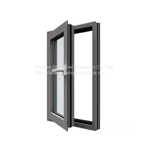 Wooden Grain Aluminum Profiles for Windows Aluminum Double Glazed Window thumbnail-5