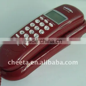 Wine Red Color Small Caller ID Corded Telephone Crystal Button thumbnail-1