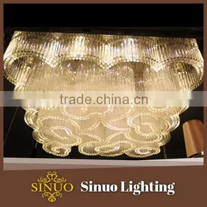 2014 Modern Square Crystal Chandelier Round Ceiling Light thumbnail-1
