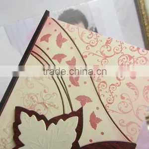 Newest 2016 Blank Inserts Printable Rectangle Leaf Wooden Designed Wedding Cards thumbnail-6