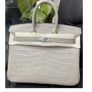 Nile Crocodile Platinum 25 Matte Pure Water Dyed Crocodile Leather Bag European And American Fashion Women's Handbag Handbag Wax Line Half Hand Sewing thumbnail-2