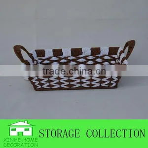 Handmade Rectangular Paper Basket With Handle thumbnail-1
