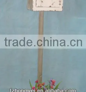 Handmade Antique Vintage White Wooden Post Box/Mail Box,Free Standing thumbnail-1