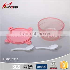 Household Pink Round Four Locked Lunch Box With Spoon thumbnail-3
