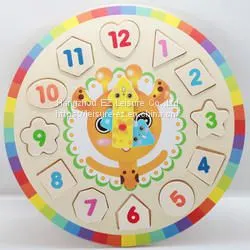 Learning Telling Time Teaching Wooden Children Toy Clock for Kids thumbnail-1