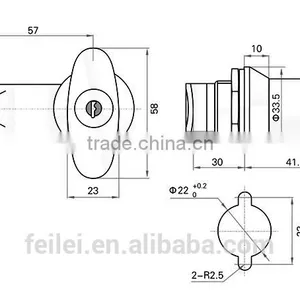 2015 FEILEI MS302-1 Wenzhou Factory Sell Zinc Alloy Safety Cabinet T Handle Lock With Key thumbnail-5