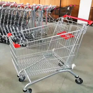 Metal Store Grocery Store Supermarket 150L European Zinc With Powder Coated Shopping Trolley Cart thumbnail-5