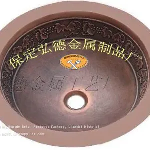 Supply Copper Basins, Pure Handcrafted Copper Bathroom Basins, Bathroom Washbasins thumbnail-1