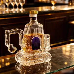 Excavator Shaped Lead-Free Crystal Liquor Decanter Whiskey Bottle for Bar Decor & Engineer Gift thumbnail-3