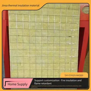 Jinsa 1200*600*60mm Steel Mesh Rock Wool Board With Low Thermal Conductivity, Factory Wholesale thumbnail-2