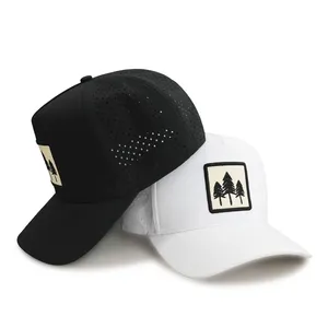 Custom Waterproof Laser Cut Perforated Outdoor Hat New Design Sports Cap Breathable Quick Dry Camping Cap thumbnail-4