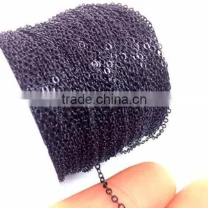 Wholesale Brass Fashion Shinny Black Flat Cable Chain Soldered Welded Oval Link thumbnail-1