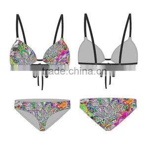 (ODM/OEM Factory) Ecoach Wholesale OEM 2016 Hot Sexy Women Custom Beachwear Tie Front Wrap Brazilian Bikini Top Stripes Swimwear thumbnail-5